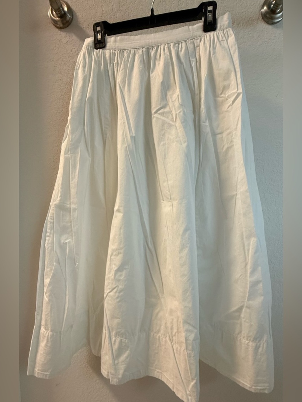 Arie Cotton Classic White Midi Skirt - Lightweight Gathered Waist